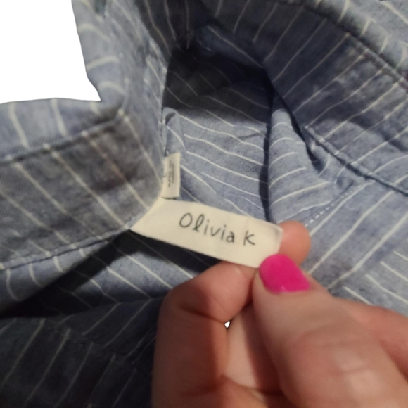 OLIVIA K pinstriped button-down tunic L - Picture 3 of 7